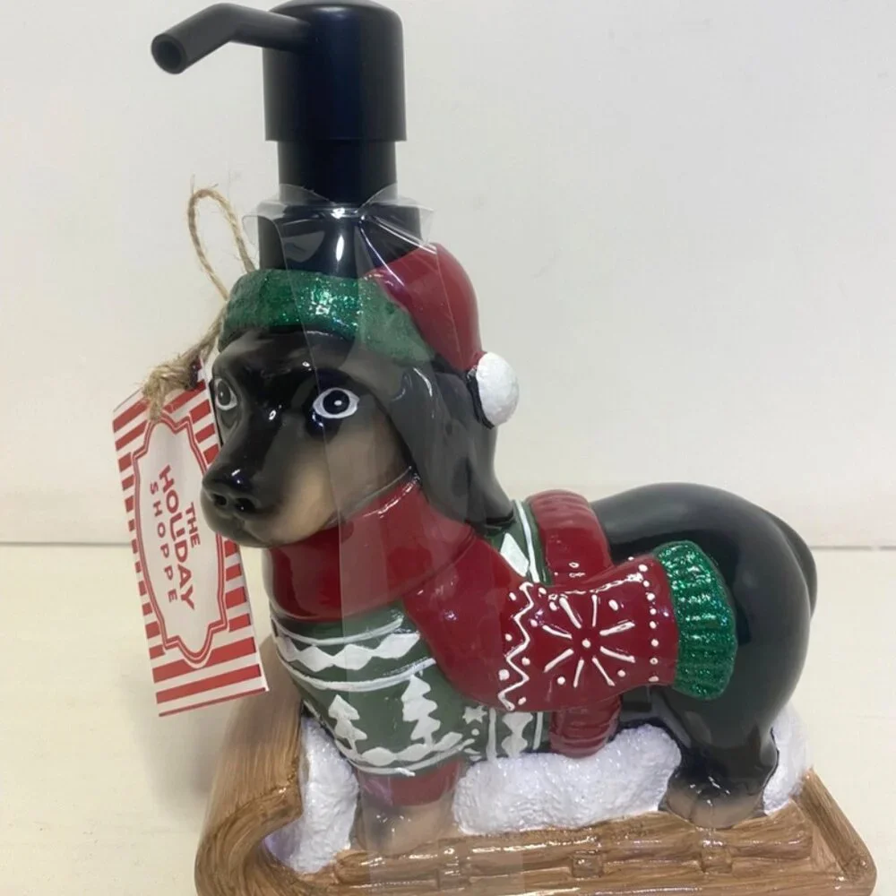 The Holiday Shoppe Holiday Festive Dog Soap Dispenser, NWT